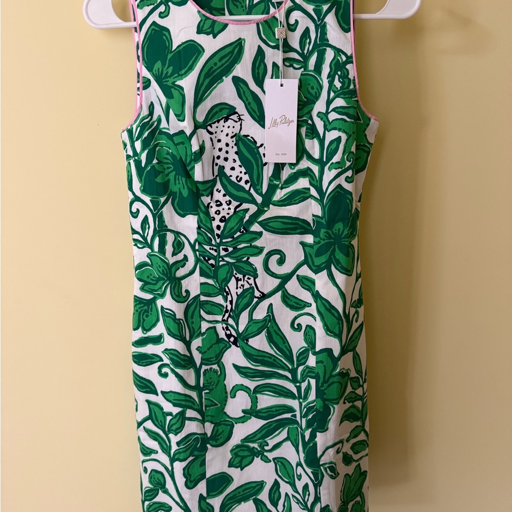 Lilly Pulitzer White and Green Leaf Print Mini Dress